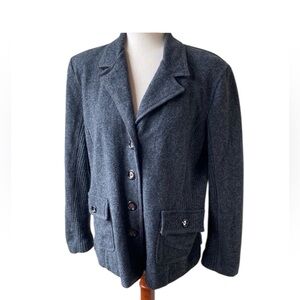 Jones New York Gray Wool Sweater Blazer Size XL